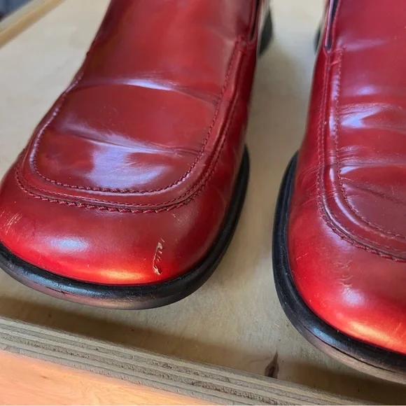 paul green vintage 90s red patent leather square toe loafers - Picture 9 of 12